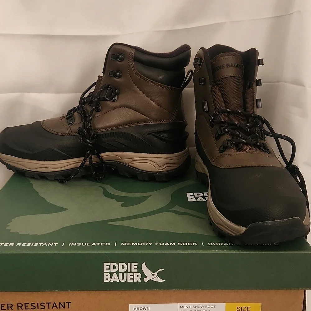 Eddie Bauer Brown Rain & Snow Boots with Water-Resistant Design
